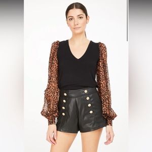 GENERATION LOVE - KALANI LEOPARD COMBO TOP - BLACK/SPECKLED LEOPARD